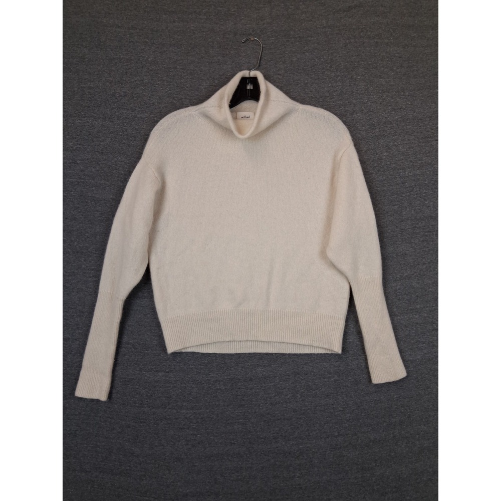 Wilfred Aritzia Womens Sweater M Cream Roll Neck Merino Wool Cyprie Quiet Luxury